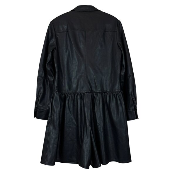 Rebecca Taylor RTR Faux Leather Buttoned Long Sleeve Romper Black Size 4 - Picture 2 of 11